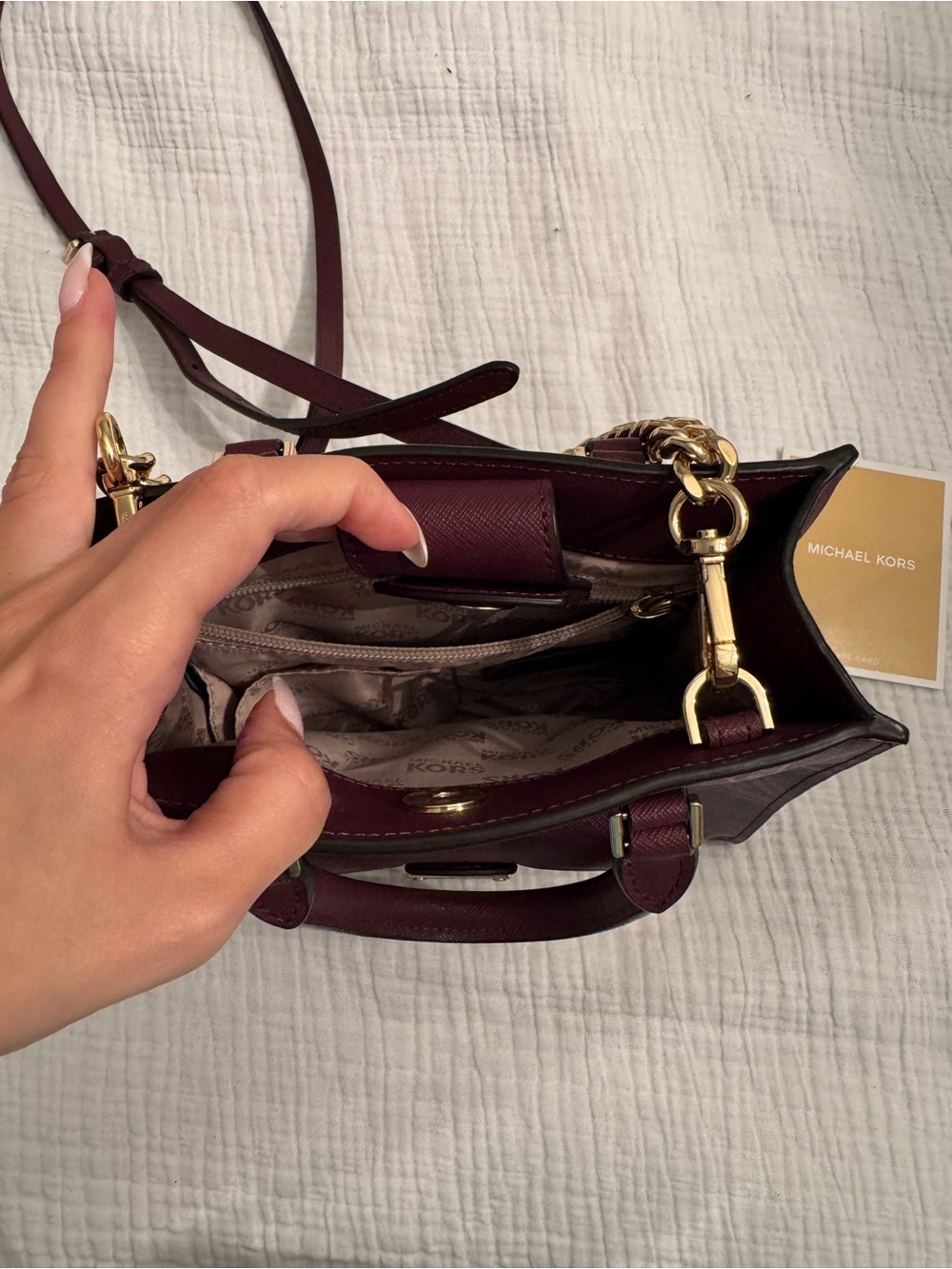 Michael Kors Plum Paisley Saffiano Mini Tote with Gold Hardware - Picture 2 of 5